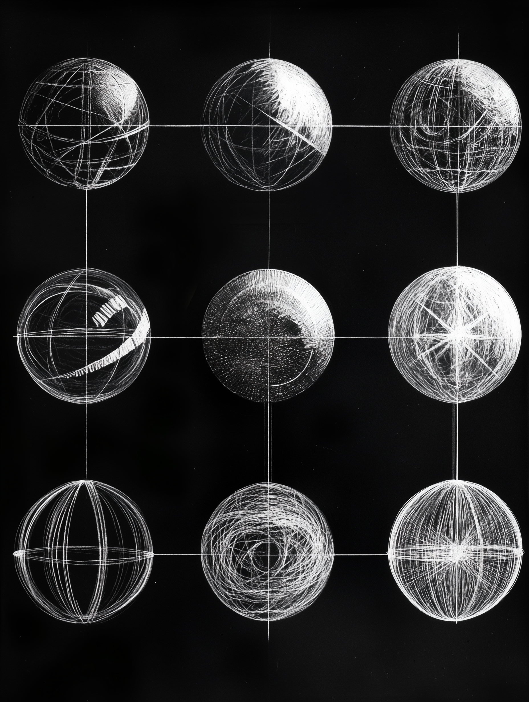 u5951963726_sketch_12_spheres_in_2d_point_perspective_showing_t_50096a56-b2ee-4e96-a610-b88c64431d15